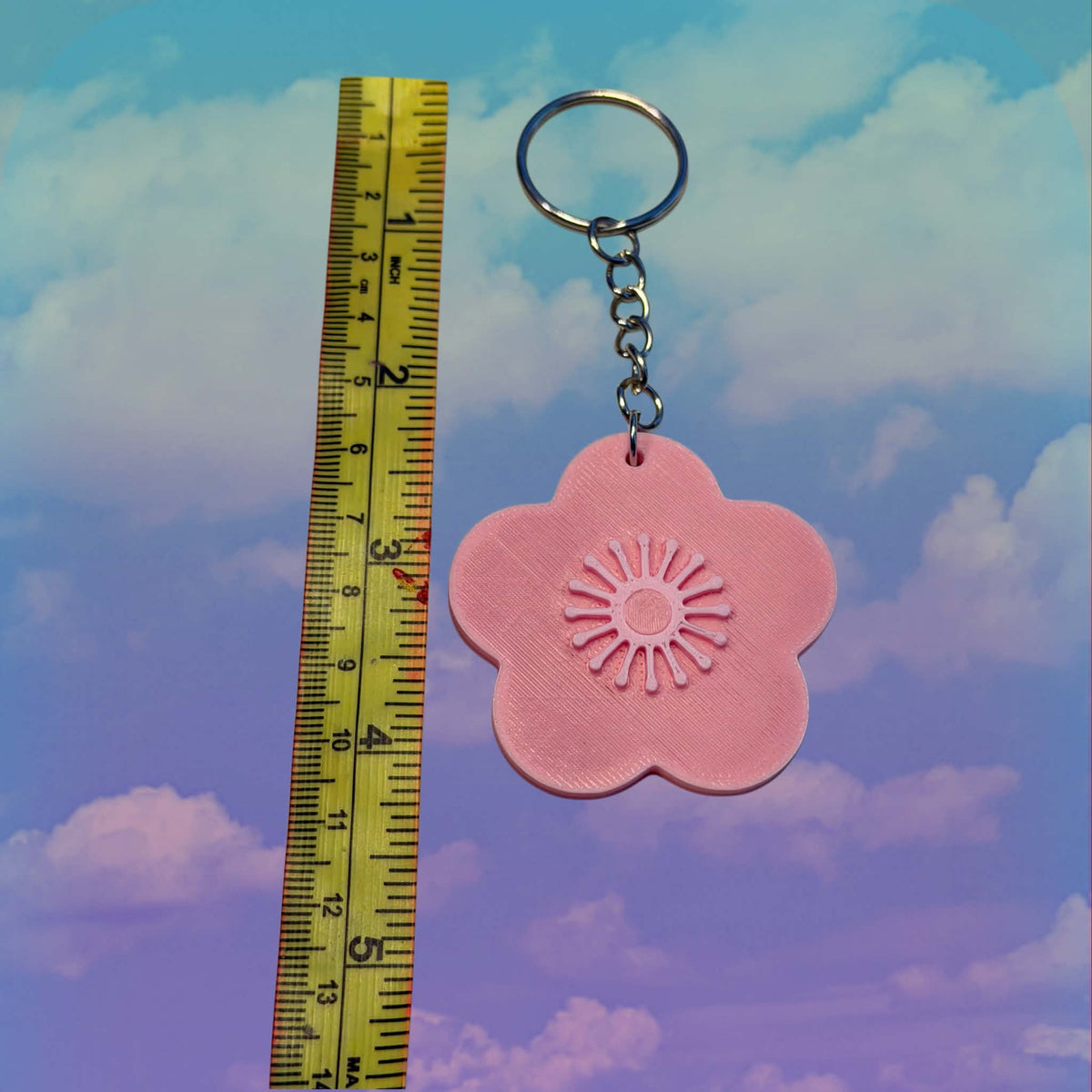 Scalloped Sakura Flower Petal Keychain