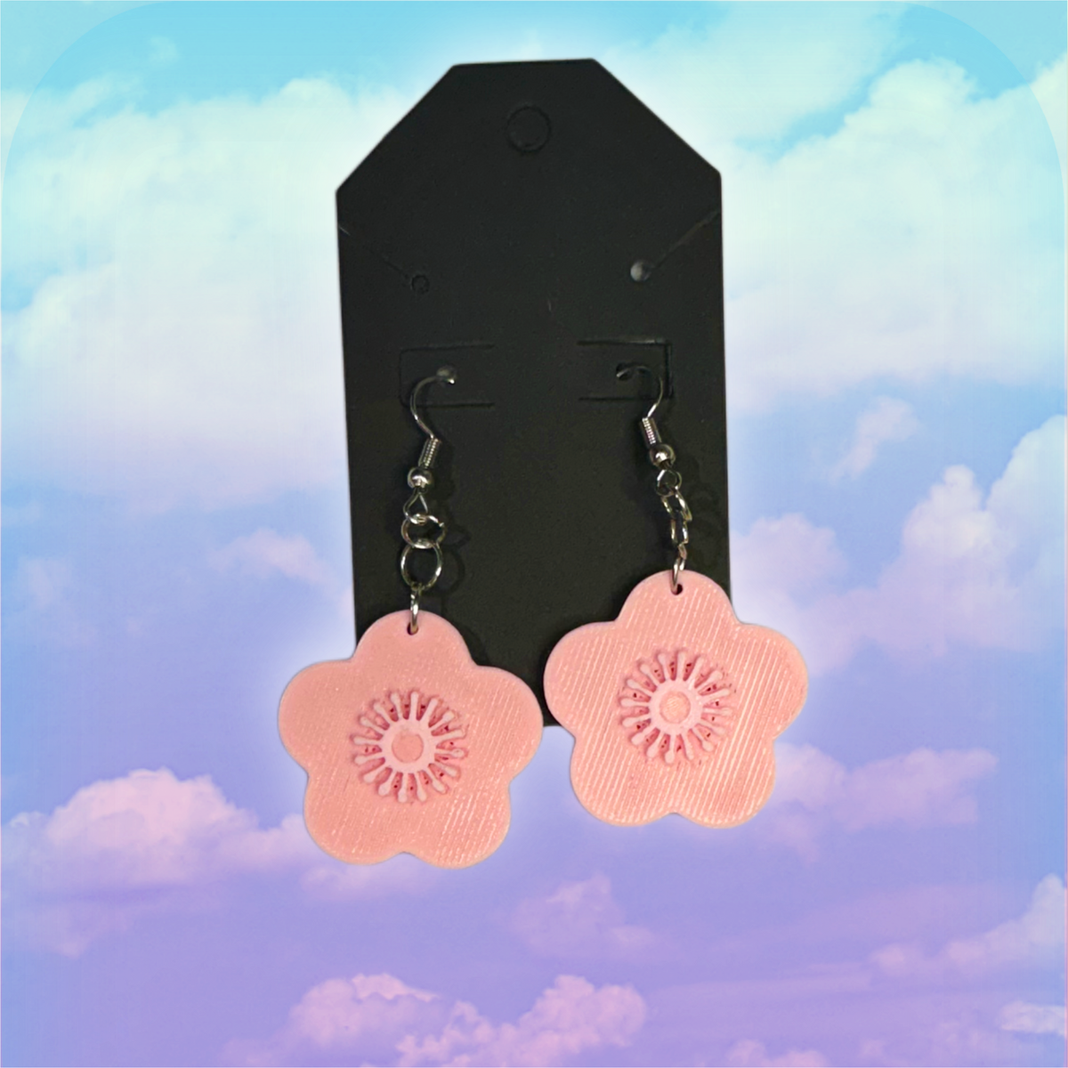 Scalloped Sakura Flower Petal Earrings