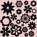Black Vinyl Retro Flower Decals