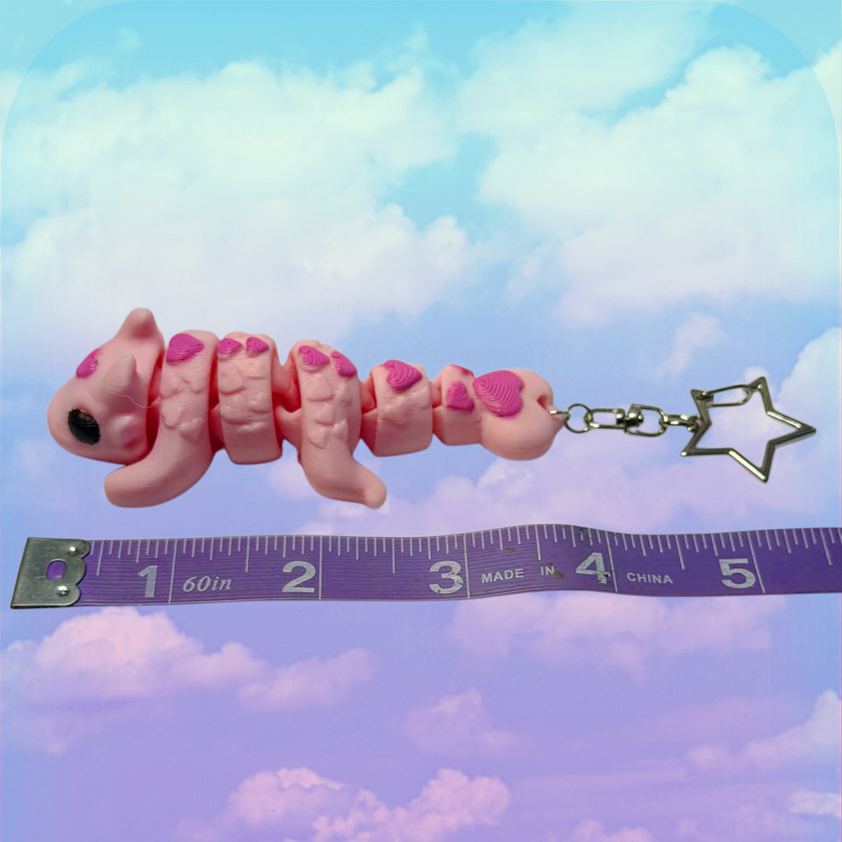 Pastel Pink Chibi Dragon Keychain