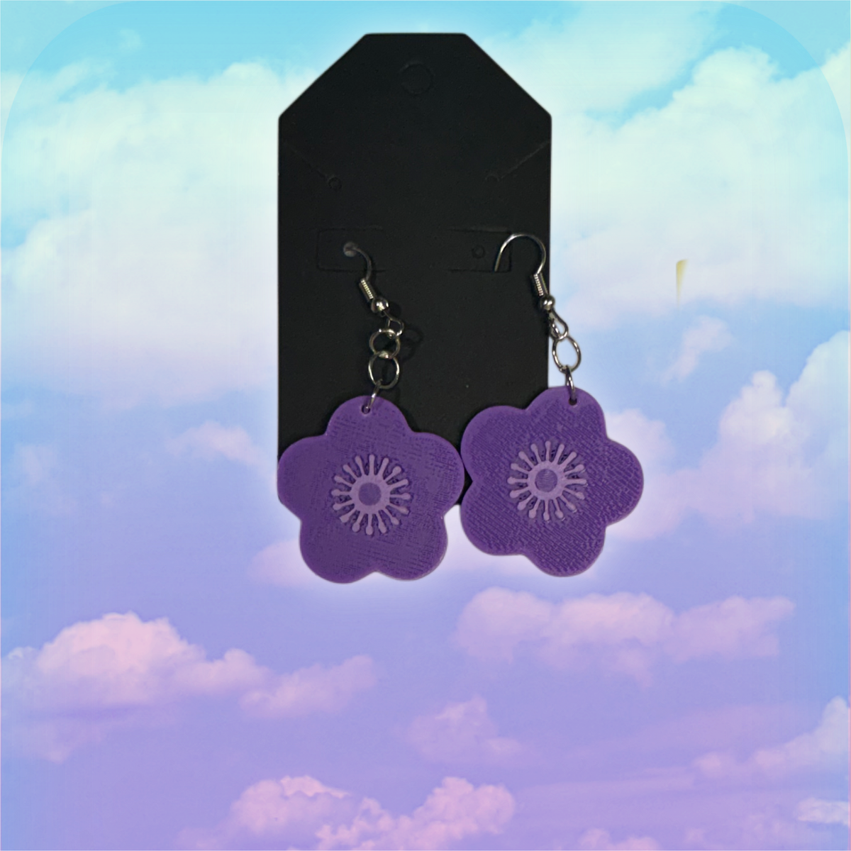 Scalloped Sakura Flower Petal Earrings