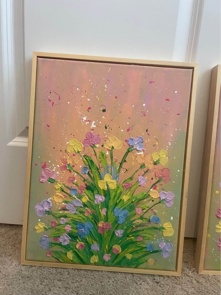 Set of two Framed 12 x 16 Texture Paste Paintings