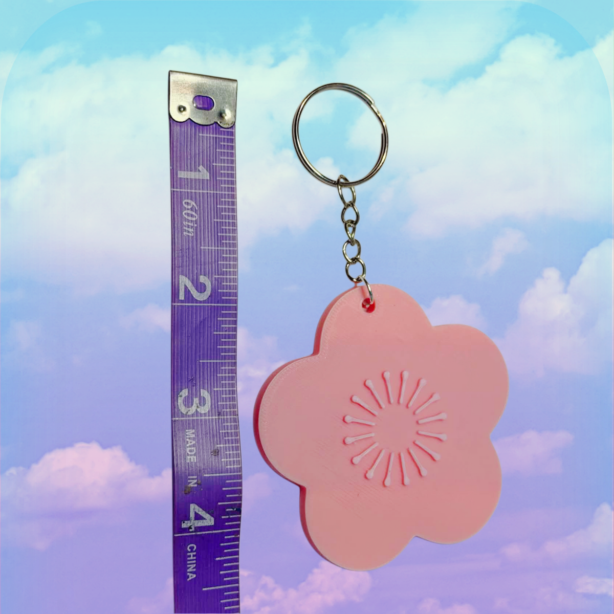 Pastel Pink Sakura Flower Keychain, Large