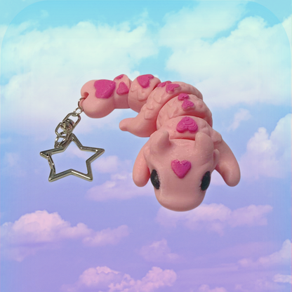 Pastel Pink Chibi Dragon Keychain