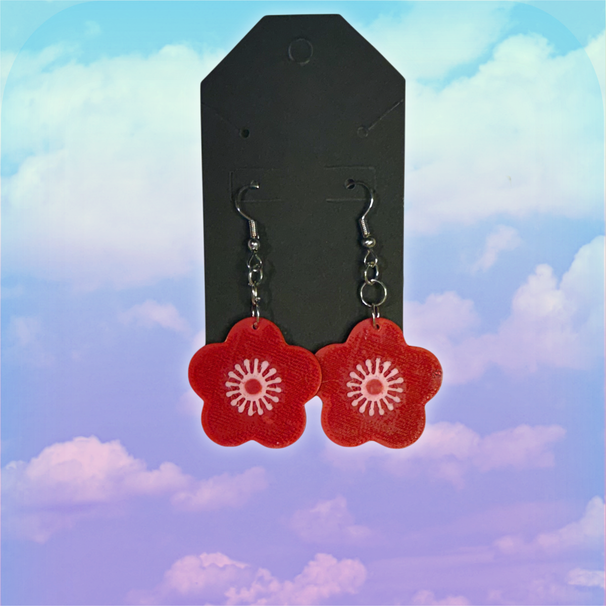 Scalloped Sakura Flower Petal Earrings