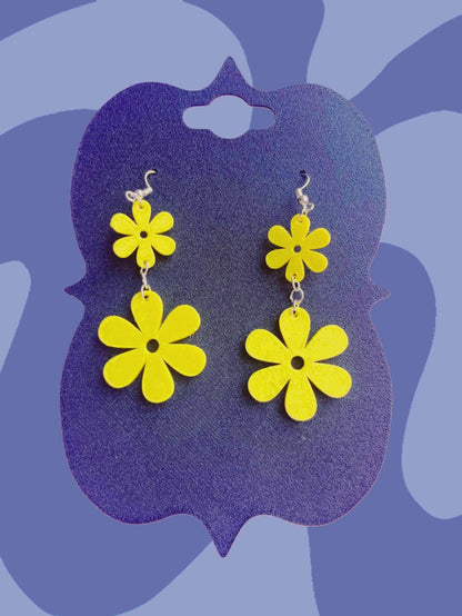 Yellow Dangly Flower Earrings