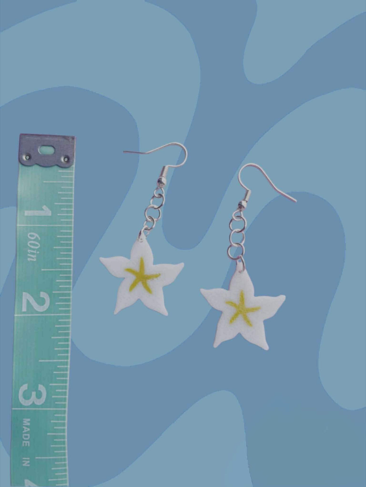 White and Yellow Dangly Flower Earrings